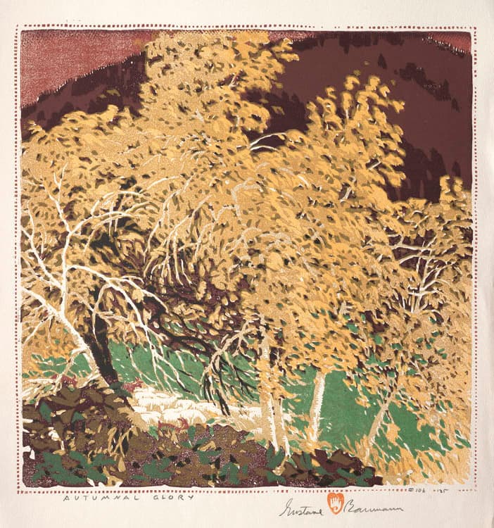 Autumnal Glory 1920, printed 1953. Gustave Baumann (American, b. Germany, 1881–1971). Color woodcut; image: 33.3 x 32.9 cm. Gift of Ann Baumann, 2005.407. © Ann Baumann Trust