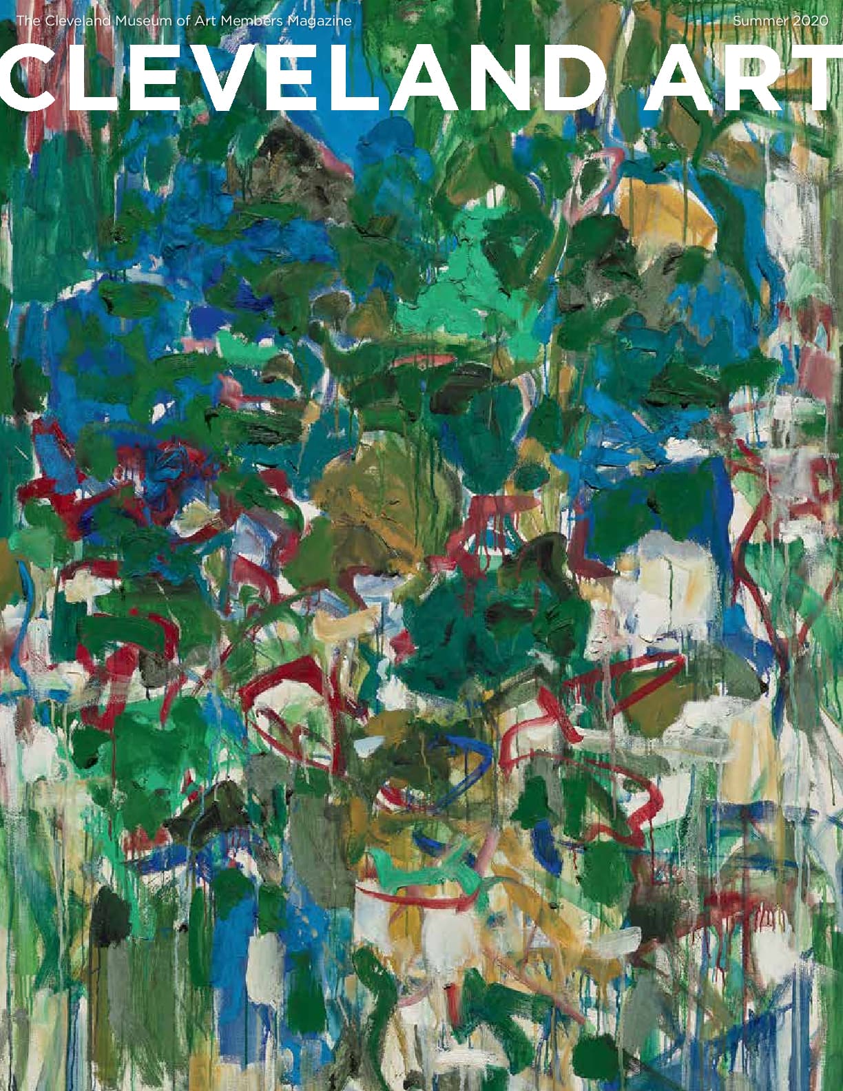 Magazine cover Cleveland Art on a contemporary, colorful painting of flowers