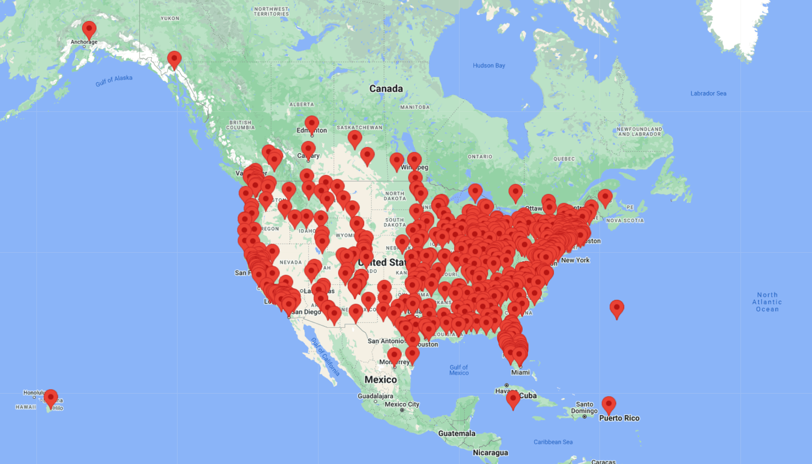 Map of participating reciprocal museums through NARM