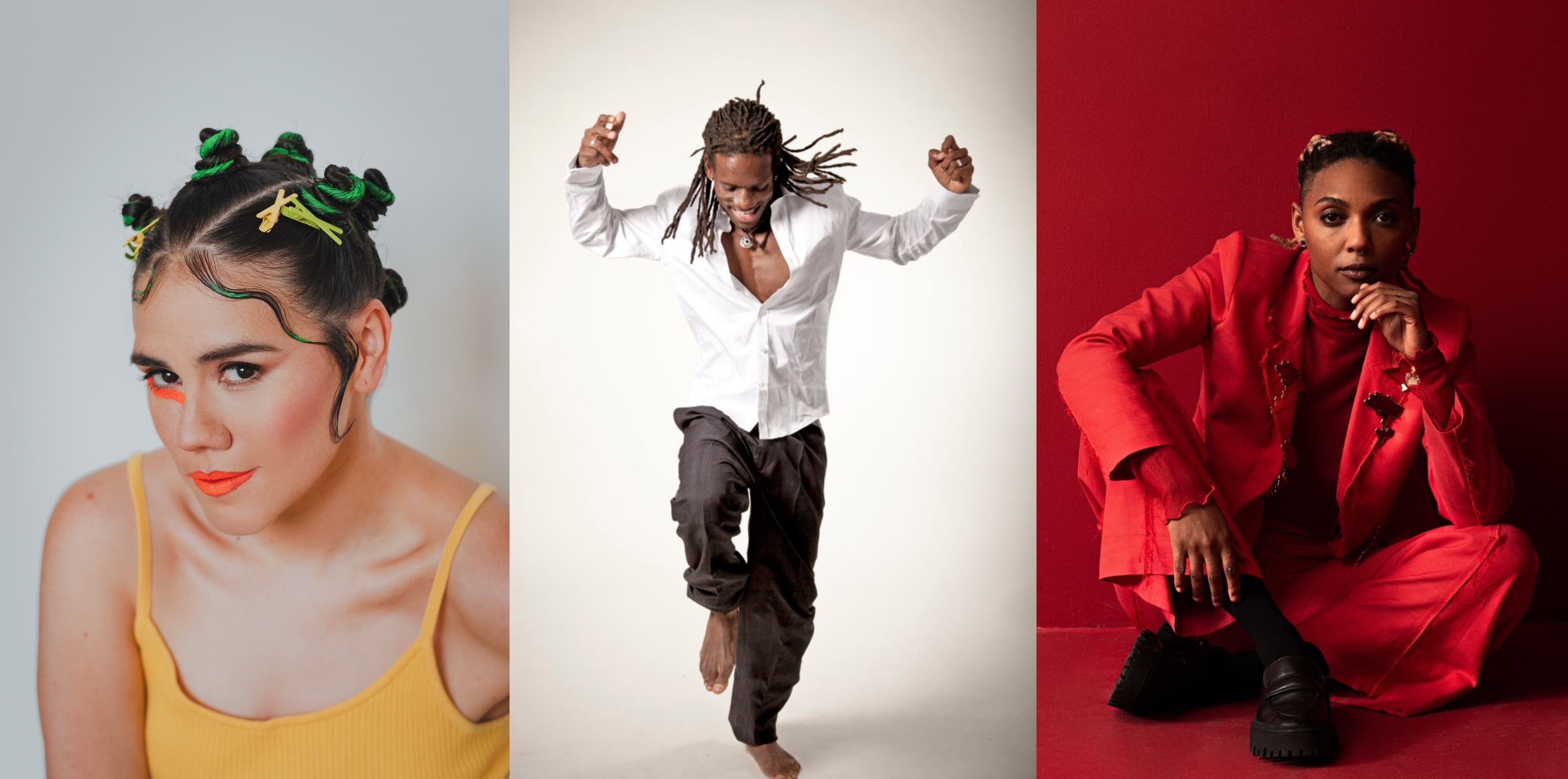 Headshots of 3 individual performers