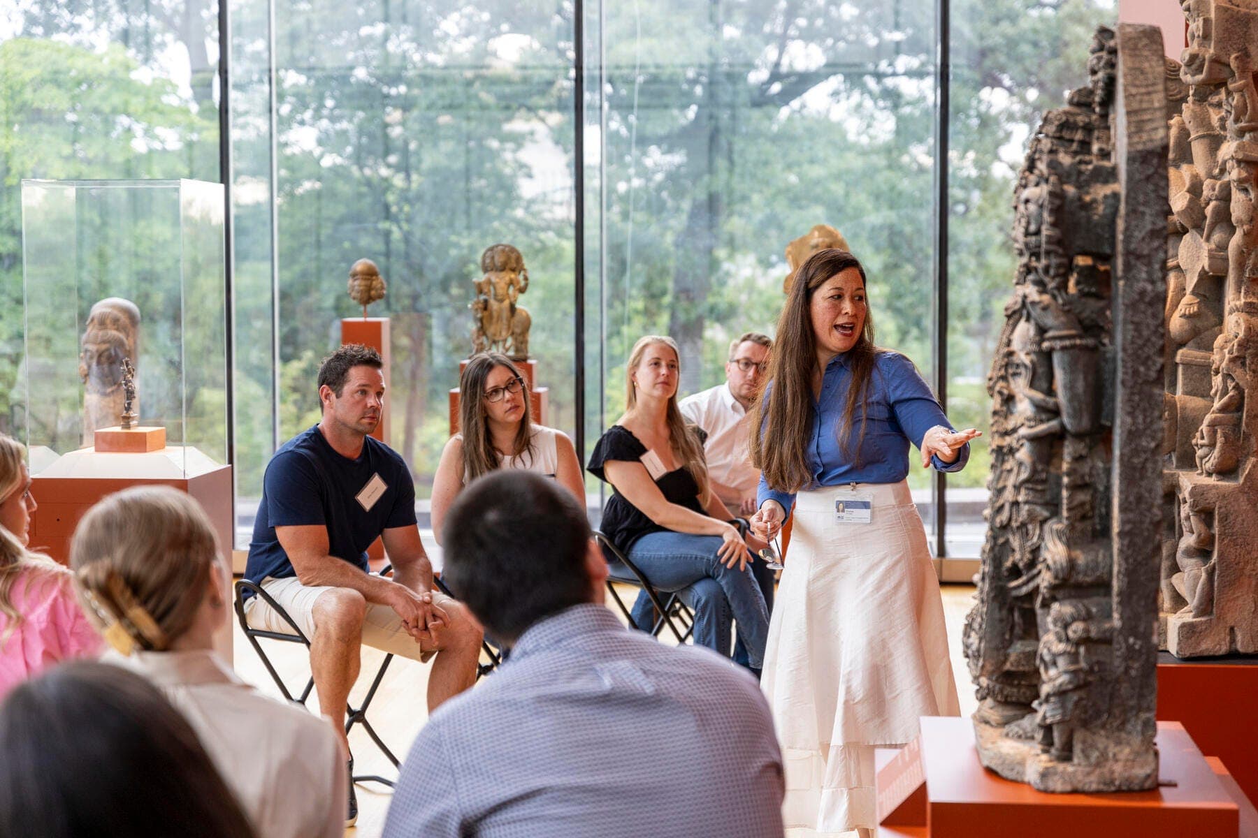 a group of people sitting in a room