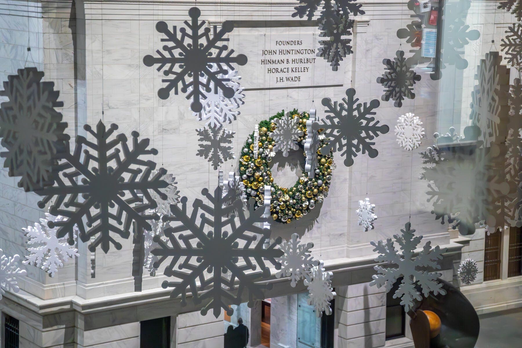 a building with a large decorative wall