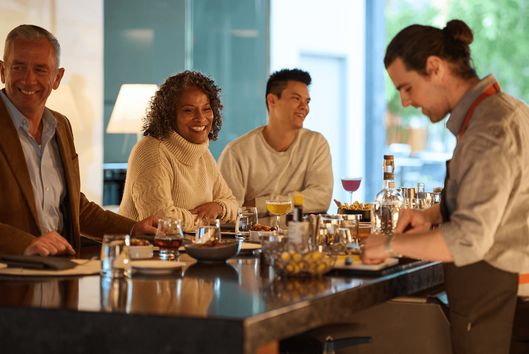 a group of people around a table