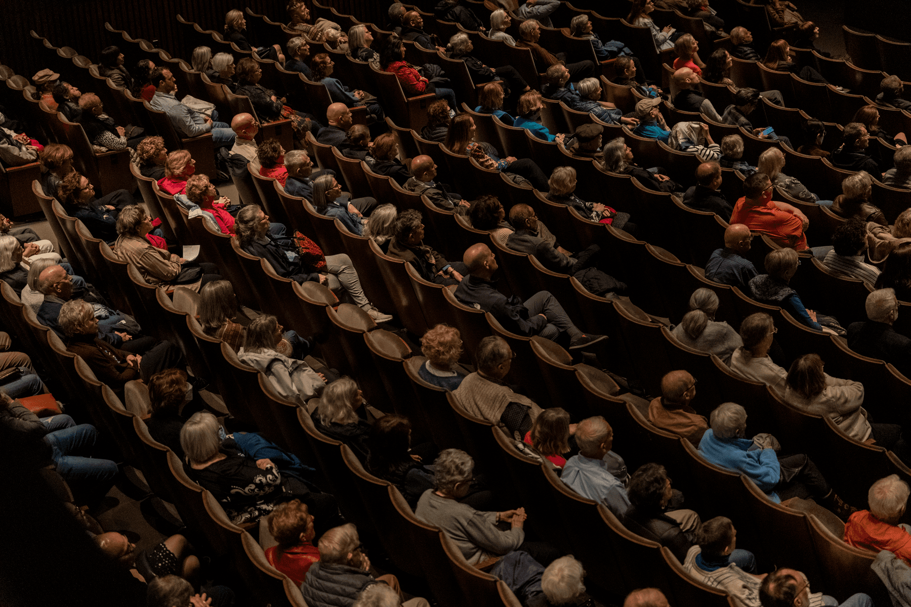 high angle view of people in a room