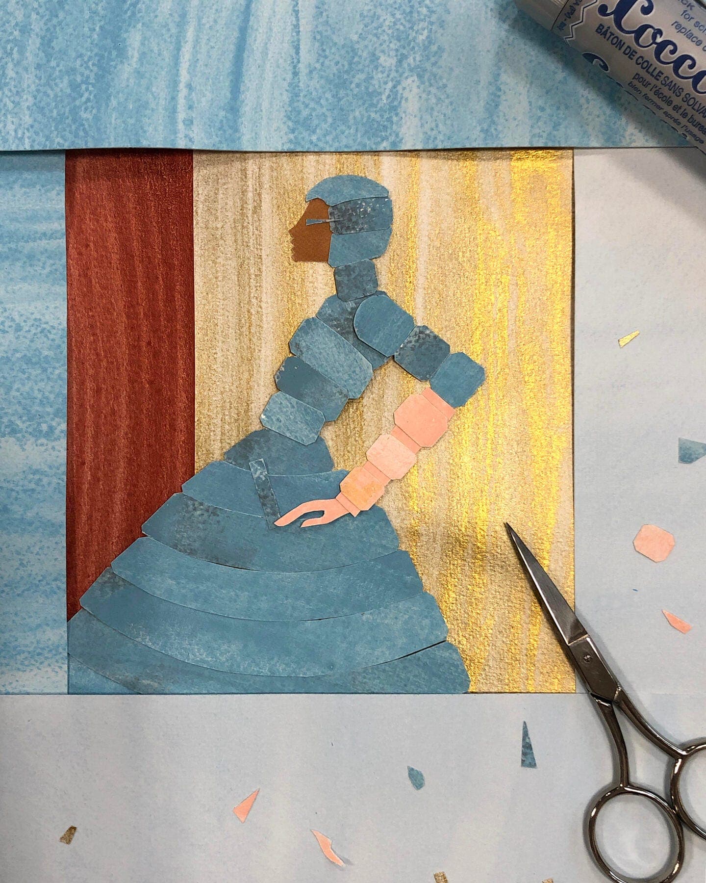 a painting on a table