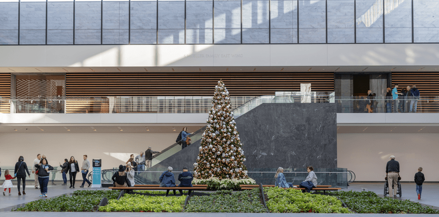a group of people outside a building