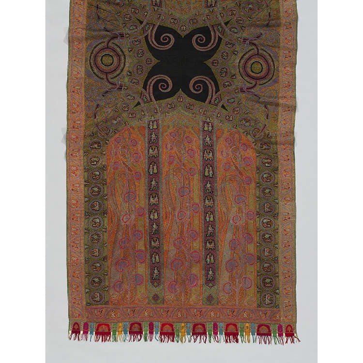 Long Shawl with Woven Figures and Animals