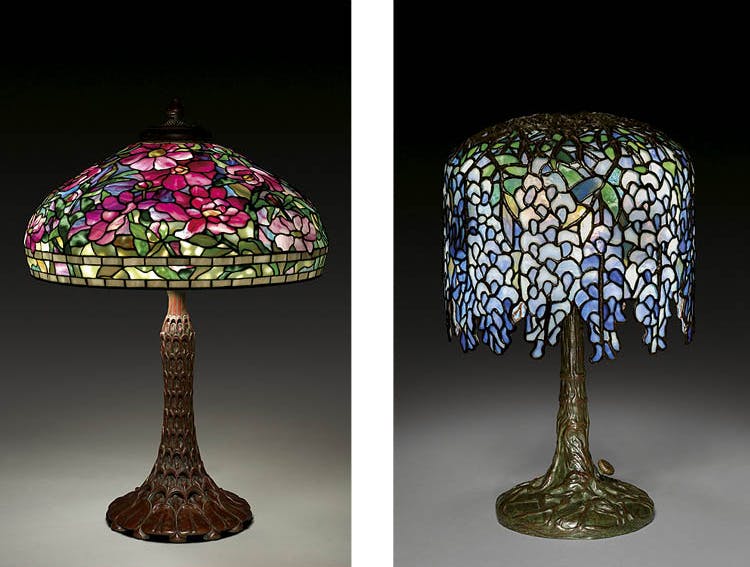 Peony Table Lamp c. 1901–10. Probably by Clara Wolcott Driscoll (American, 1861–1944), Tiffany Studios (America, New York, 1902–1932). Leaded glass, bronze; h. 80 cm. Bequest of Charles Maurer, 2018.260 Wisteria Table Lamp c. 1902–10. Clara Wolcott Drisco