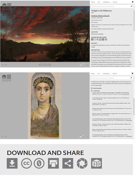 Object Pages Scrolling text on the right-hand side is paired with a static image, providing easy reference when reading an artwork’s information. 