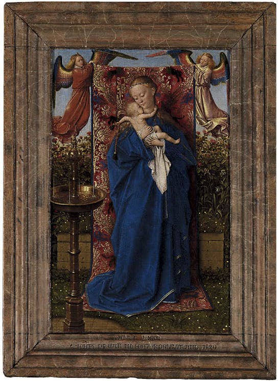 Madonna at the Fountain 1439. Jan van Eyck (Flemish, c. 1390–1441). Oil on panel; 19 x 12.5 cm. Koninklijk Museum voor Schone Kunsten, Antwerp, Belgium, inv. no. 411. © Lukas–Art in Flanders VZW / Photo: Hugo Maertens / Bridgeman Images
