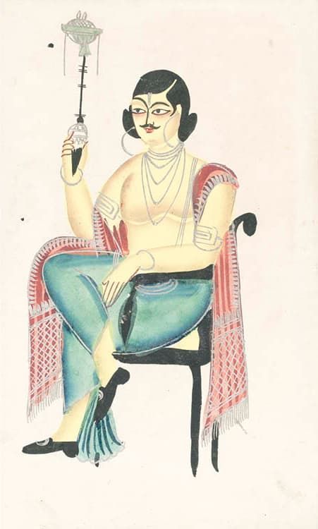 English Babu (Native Indian Clerk) Holding a Hookah