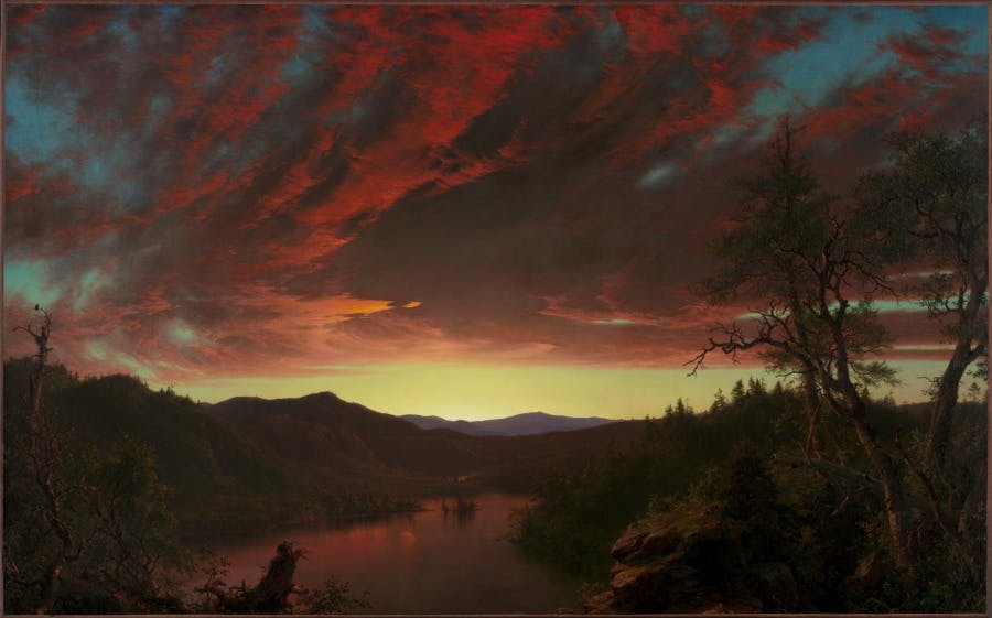 A painting of a sunset