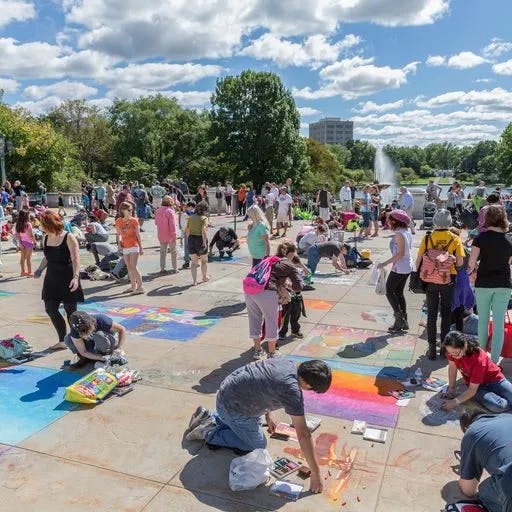 Crowds attending the Chalk Festival