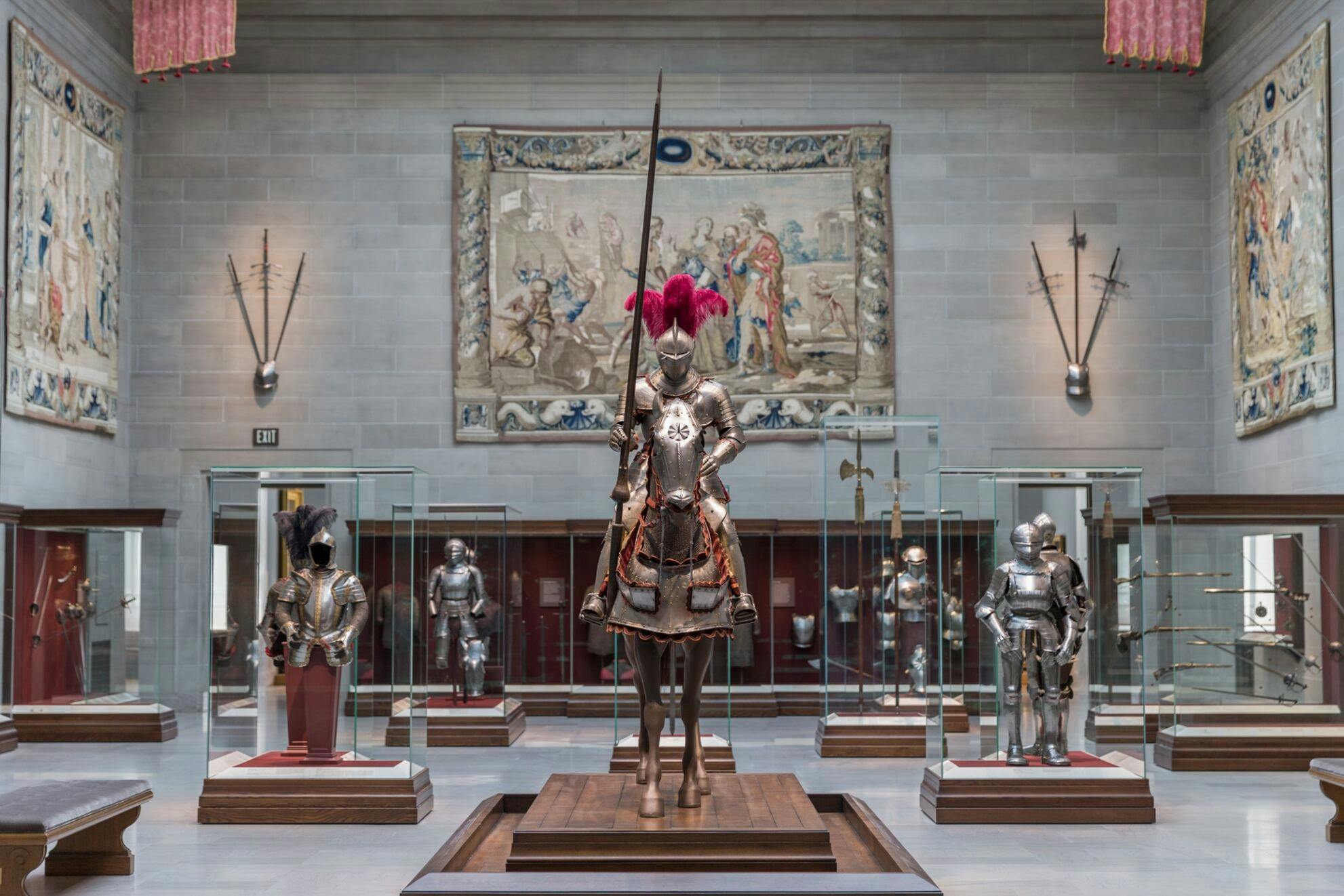 CMA's armor court gallery, displaying many suits of armor