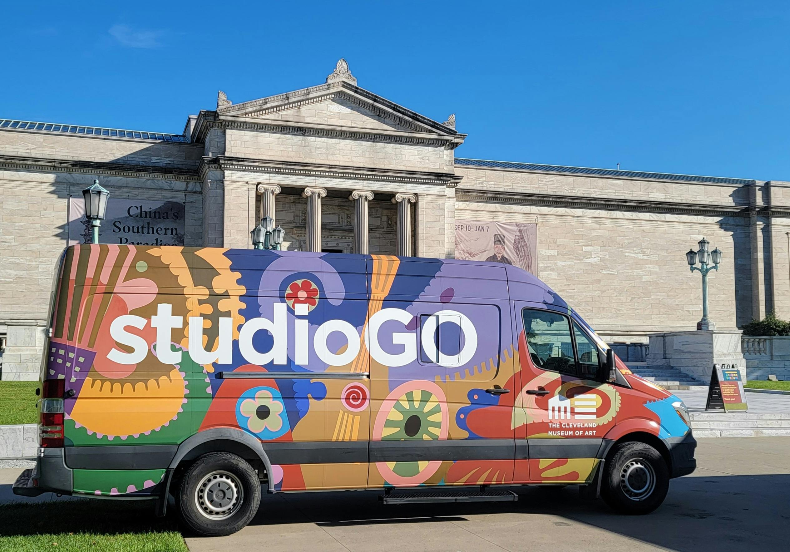 StudioGO mobile art making van in front of CMA