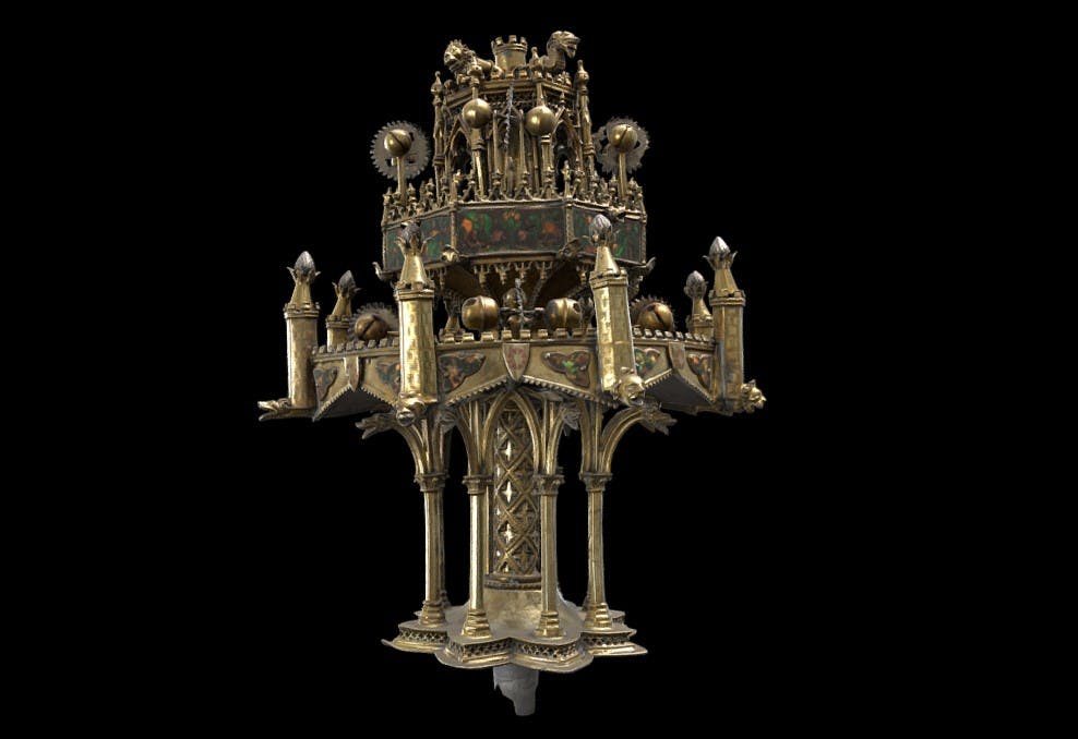 3D model of an ornate golden table fountain