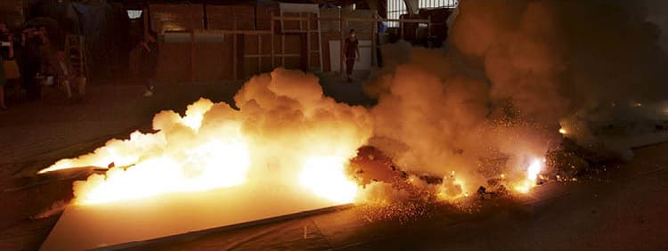 Fire and smoke on the ground