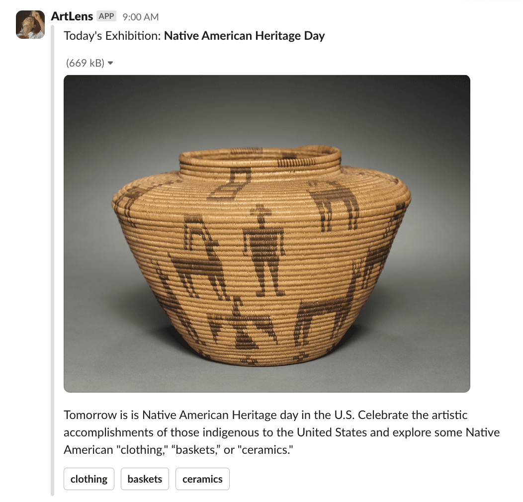 An Artlens for Slack daily prompt