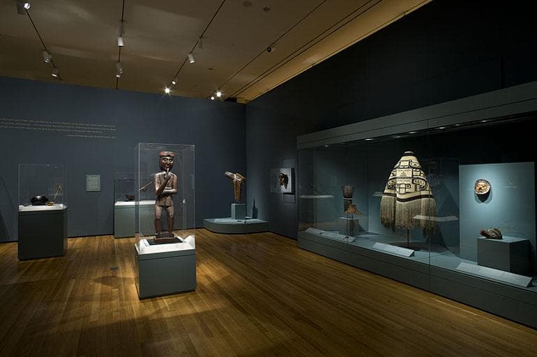 view of a sculpture and built in casework