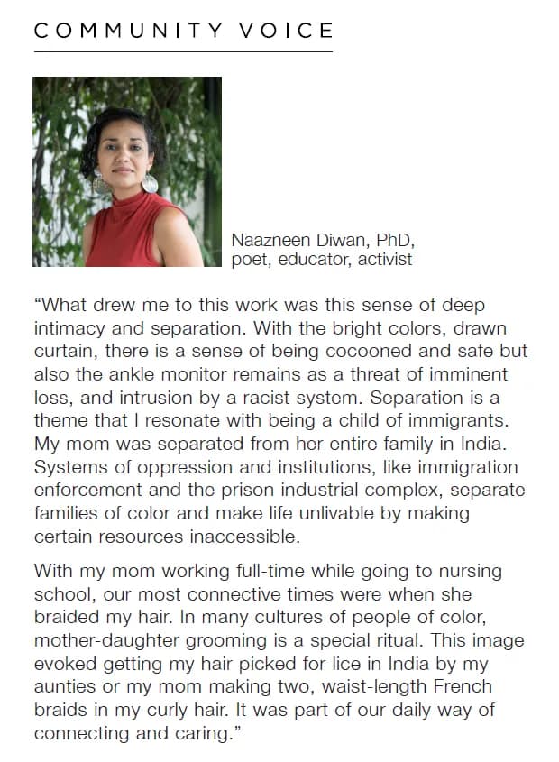 Headshot of Naazneen Diwan, PhD, poet, education, activist with a quote.