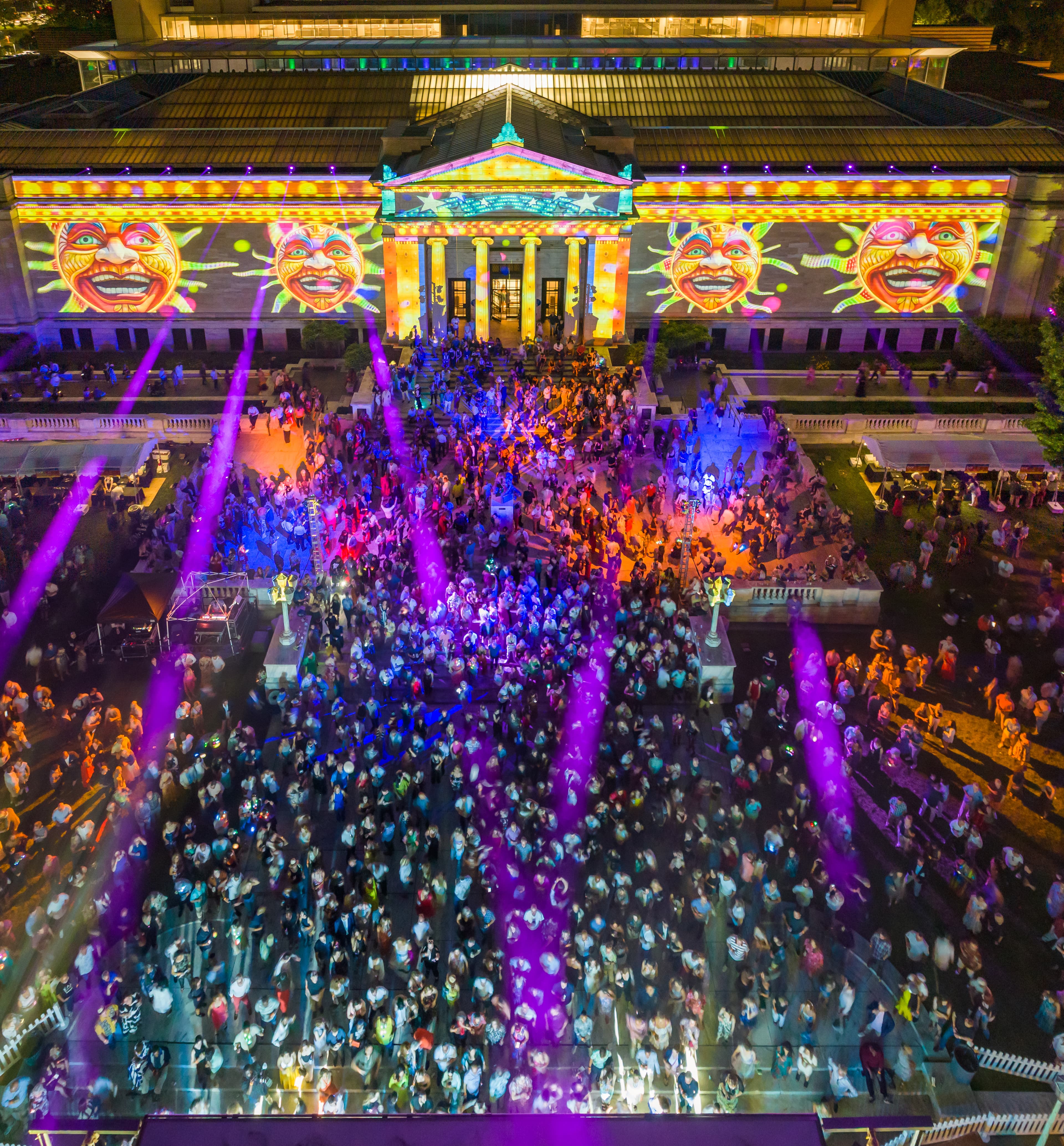 Artwork projected on the 1916 building at the CMA
