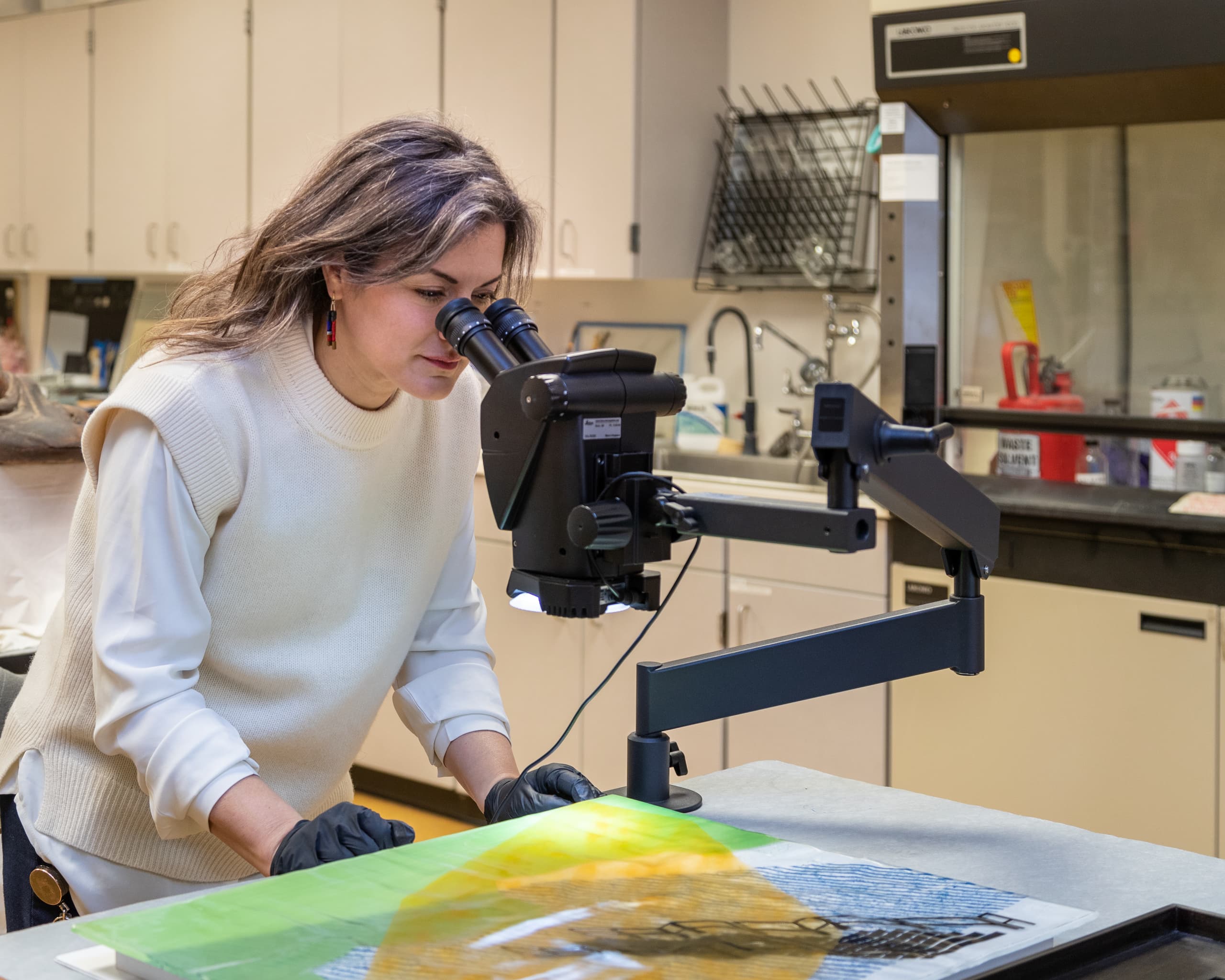 Beth Edelstein in the conservation lab