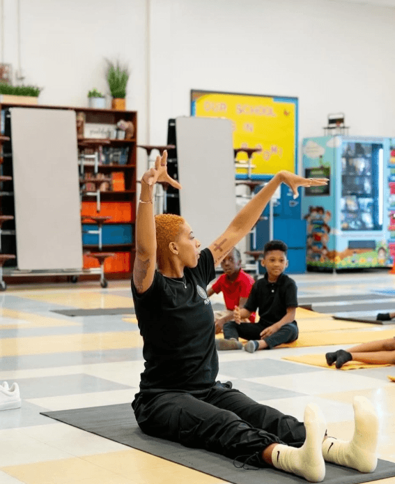 image of Valerie Williams leading yoga