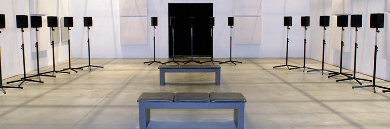 Forty-Part Motet, 2001. Janet Cardiff (Canadian, born 1957). 40-track audio installation; 14 minutes in duration. Installation view at the Cité de l’Énergie, Shawinigan, Quebec National Gallery of Canada Photo © NGC