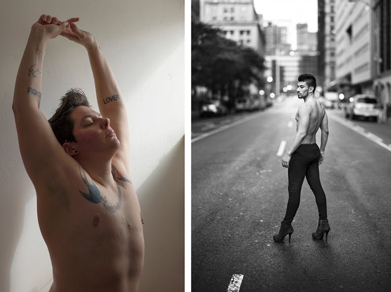 Left: Self-Portrait, 2014. Jess T. Dugan. Right: 6:50, 2010–16. Richard Renaldi