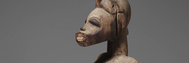 Mother-and-Child Figure (detail), 1800s-1900s. Africa, Guinea Coast, Ivory Coast, Senufo people. Wood; h: 63.6 cm. James Albert and Mary Gardiner Ford Memorial Fund 1961.198